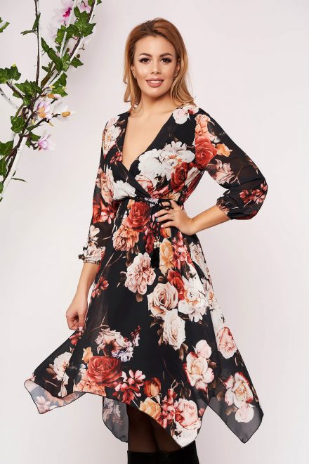 rochie sunshine mustarie scurta eleganta asimetric S045992 3 464216