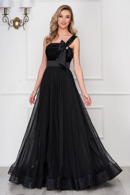 rochie de ocazie ana radu neagra din voal cu acces S028886 1 471204