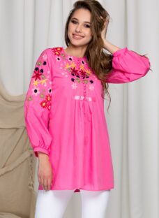 Bluza Aida roz cu broderie florala