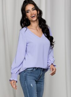 Bluza Dara lila cu decupaj si dantela la spate