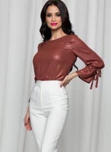 Bluza Ginette caramizie cu insertii stralucitoare