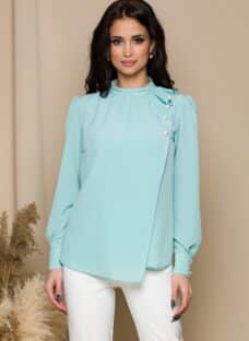Bluza LaDonna verde mint cu aspect petrecut si nasturi decorativi