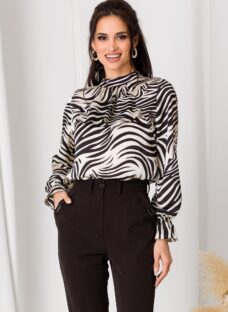 Bluza Moze cu zebra print alb negru