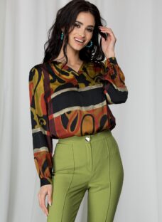 Bluza Paula maro cu imprimeu divers bordo
