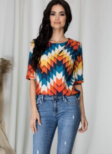 Bluza Samia cu imprimeuri geometrice colorate