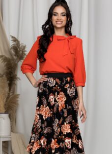 Bluza Samira orange cu funda la gat