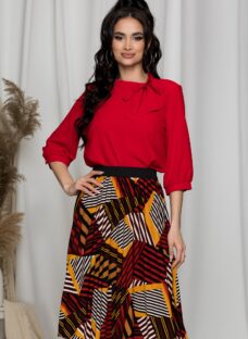 Bluza Samira rosie cu funda la gat