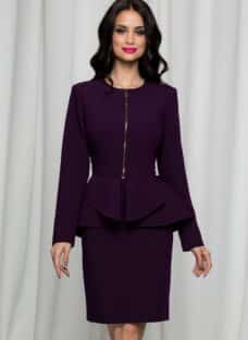 Compleu LaDonna mov cu peplum in talie si inchidere cu fermoar