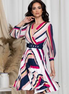 Rochie Alexa cu dungi roz si bleumarin