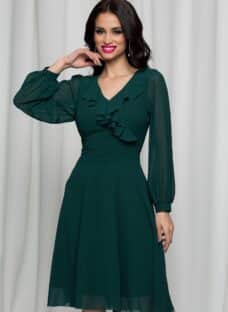 Rochie Alisa verde in clos cu buline