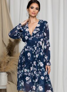 Rochie Andrada bleumarin cu imprimeu floral