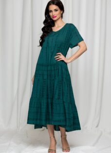Rochie Cerasela verde cu maneci scurte si croi tip volanase