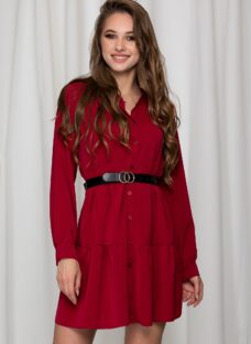 Rochie Denisse bordo lejera cu inchidere cu nasturi