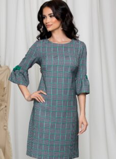 Rochie Dia cu carouri verzi