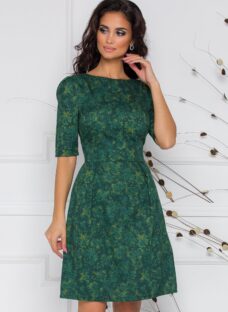 Rochie Elen verde cu imprimeu