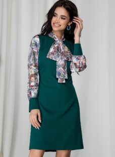 Rochie Ella Collection Luiza verde imprimeu divers