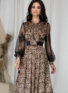 Rochie Ella Collection Monique cu imprimeu animal print