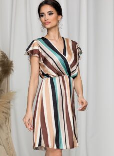 Rochie Flavia cu imprimeu in dungi tomnatice