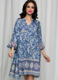 Rochie Ilona albastra cu animal print