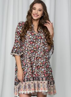 Rochie Ilona cu imprimeu floral multicolor