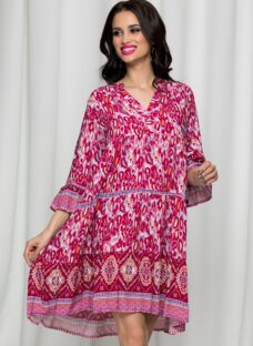 Rochie Ilona fucsia cu animal print