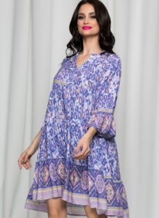 Rochie Ilona lila cu animal print