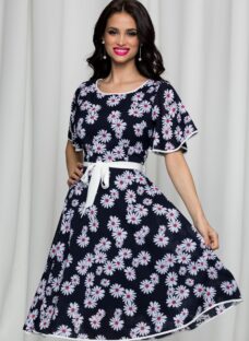 Rochie Kati bleumarin cu margarete