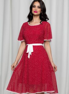 Rochie Kati rosie cu buline