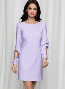 Rochie LaDonna lila eleganta decupata la maneci