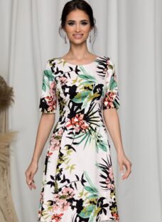Rochie Mara ivory cu imprimeuri florale