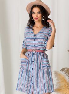 Rochie Mella cu dungi multicolore