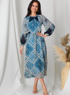 Rochie Moze bleu cu imprimeu divers