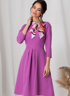 Rochie Moze lila cu imprimeu la baza gatului