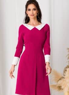 Rochie Moze magenta cu guler alb