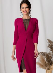 Rochie Moze magenta cu plasa neagra la baza gatului