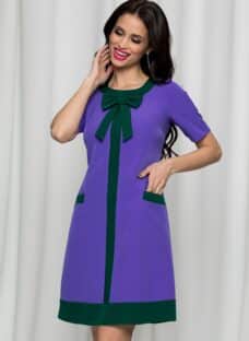 Rochie Moze mov office accesorizata cu fundita