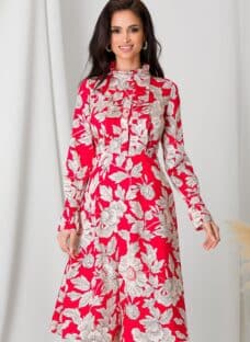 Rochie Moze rosie cu imprimeu floral