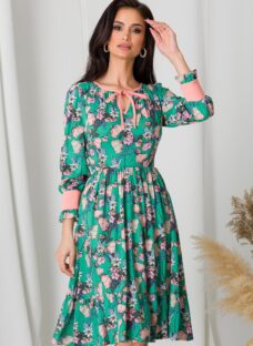 Rochie Moze verde cu imprimeu floral