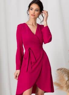 Rochie petrecuta Moze magenta cu maneci lungi