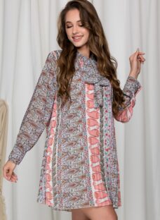 Rochie Simi plisata cu imprimeuri orange