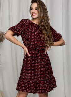 Rochie Stefania neagra cu inimioare rosii