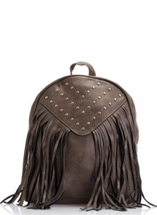 Rucsac gri cu tinte si franjuri