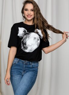 Tricou lejer Mickey Moon negru