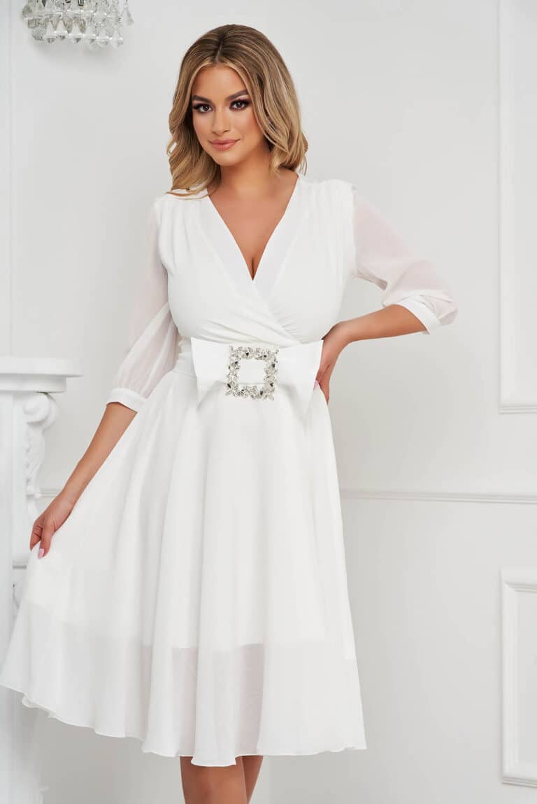 Rochie Eleganta Alba Midi Deosebita Corset main image 1