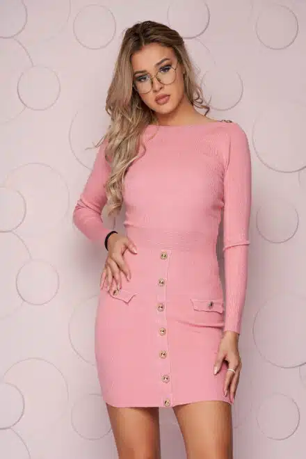 rochie sunshine roz scurta cu un croi mulat din ma S054476 2 561319