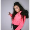 geaca de dama bomber cu gluga din fas roz neon pink diva 29320 4