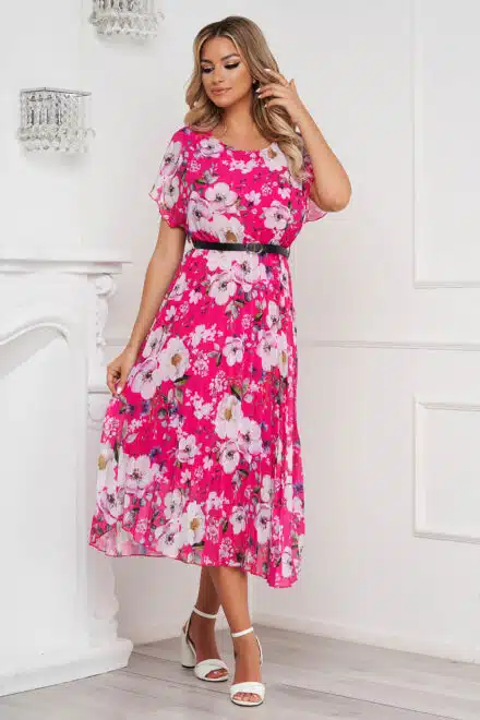 rochie sunshine midi usor plisata din voal cu cure S054135 1 554814