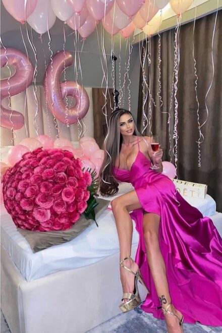 rochie dama eleganta one night only fucsia din satin 25654 4