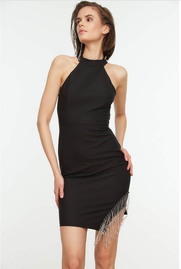 Rochie de ocazie scurta Trendyol Tassel Detailed