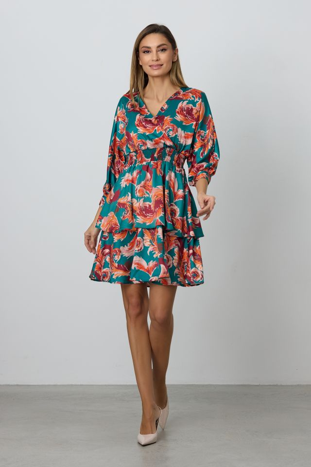 Rochie de ocazie scurta Sevda Turcoaz Multi